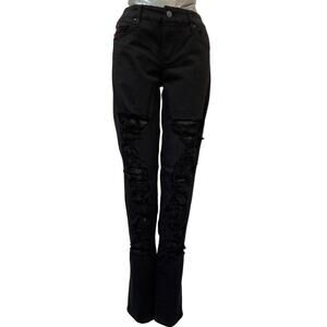 NWT Royal Bones Distressed Skinny Jeans Size 9 Black